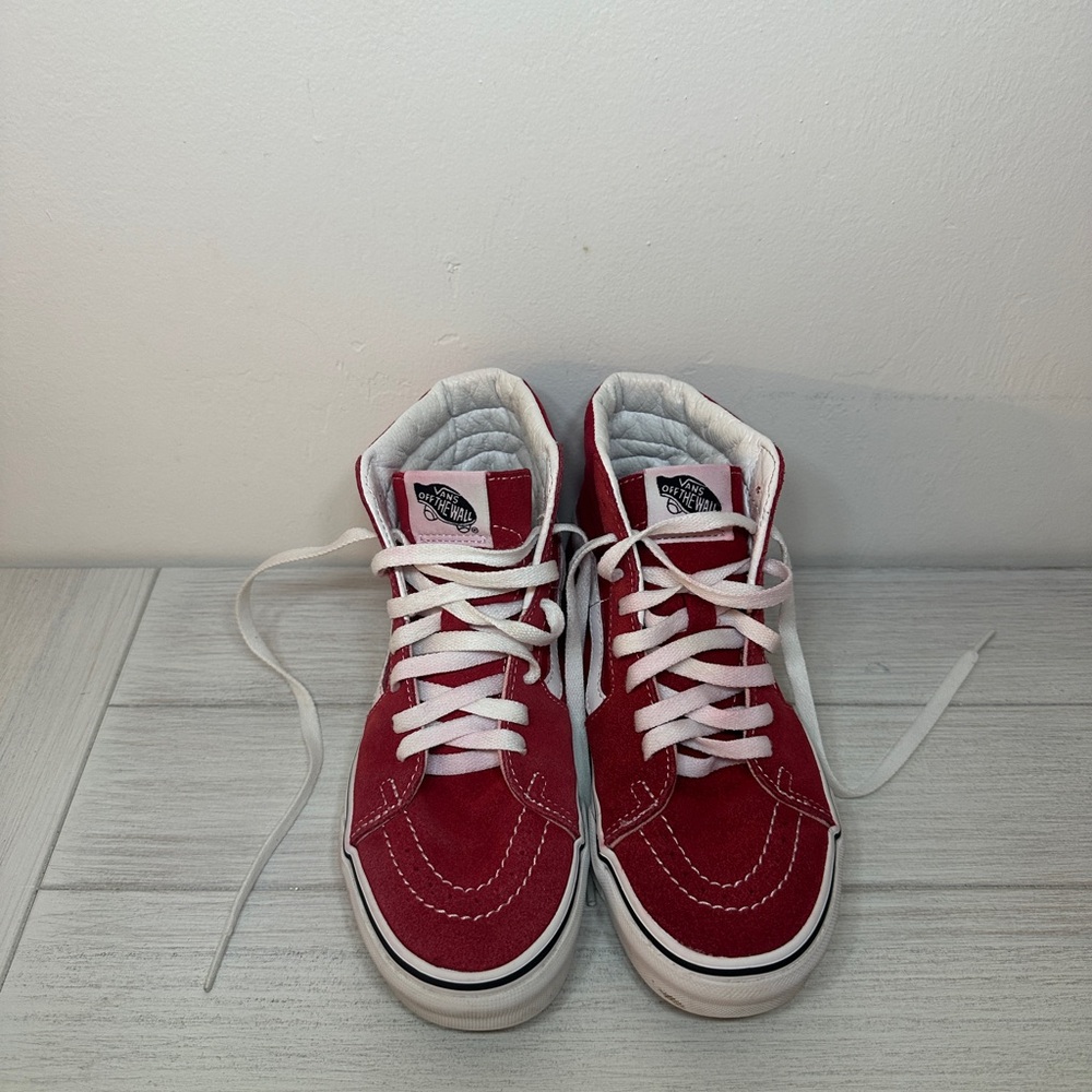 Vans Sk8-Hi Red White Canvas High Top Men's Casual Shoes